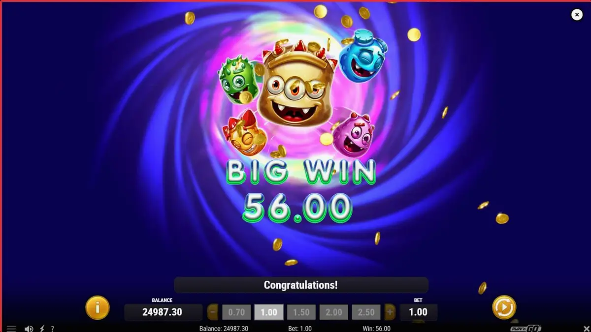 Tampilan visual slot Reactoonz Blitzways dengan karakter alien berwarna-warni di latar belakang kosmik.