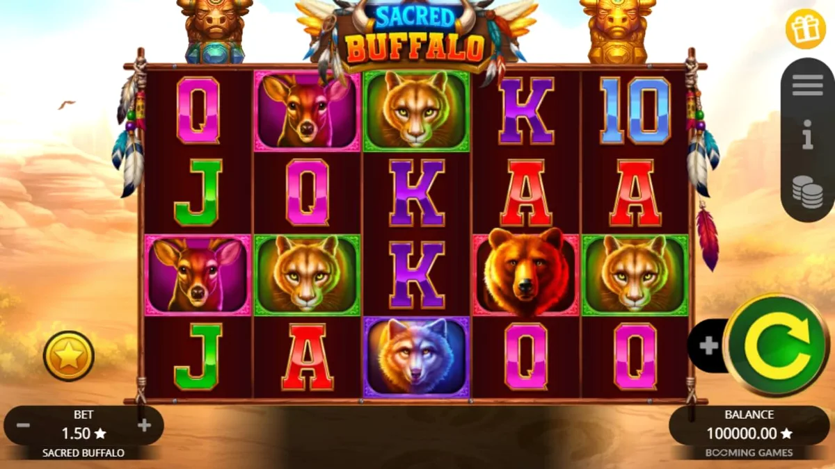 Pemandangan padang rumput Barat dalam slot Sacred Buffalo